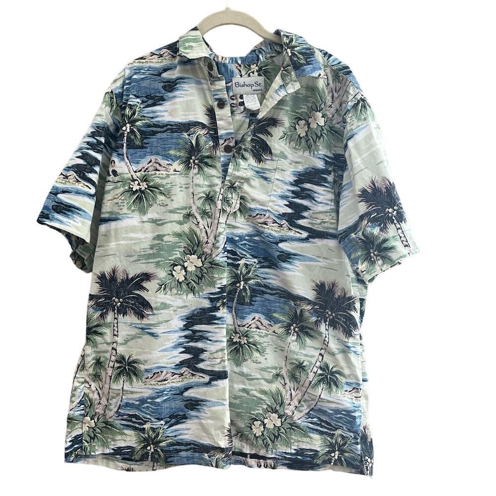Vintage Hawaiian Men's Button Down Bishop St 100% Cotton Made in Hawaii Shirt-XL